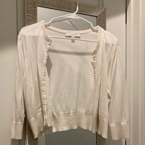 Loft white open front cardigan sweater